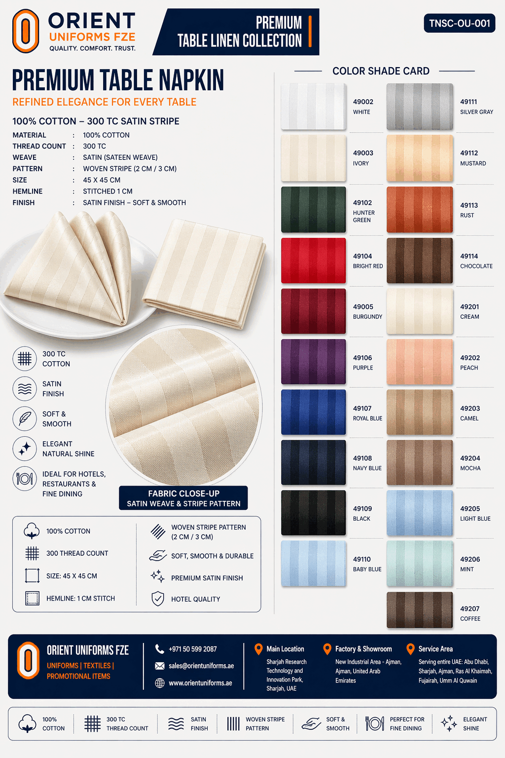 White Striped Table Cloth Shade Card