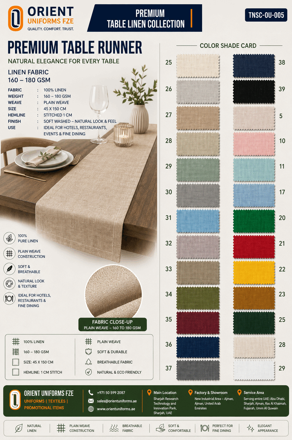 Table Runners Ivy Pattern Collection for UAE commercial textile supply